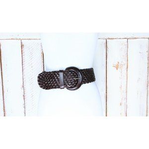 90s wide brown woven leather vintage belt/Nordstrom braided leather